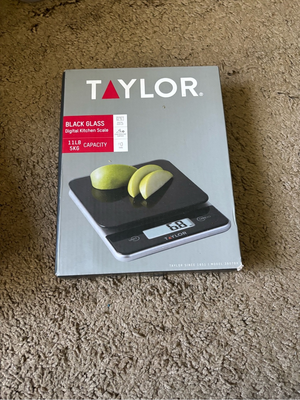 Taylor Black Glass Digital Kitchen Scale with LCD Display